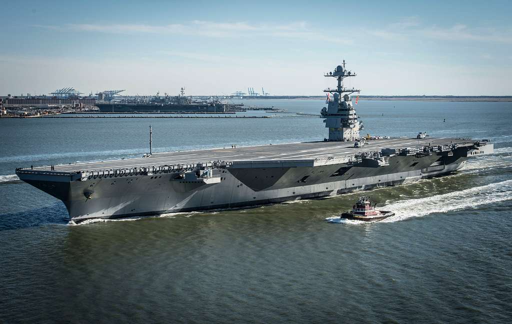The USS Gerald R. Ford supercarrier at sea, showcasing the scale of US military investment in the 2026 Iran theater.